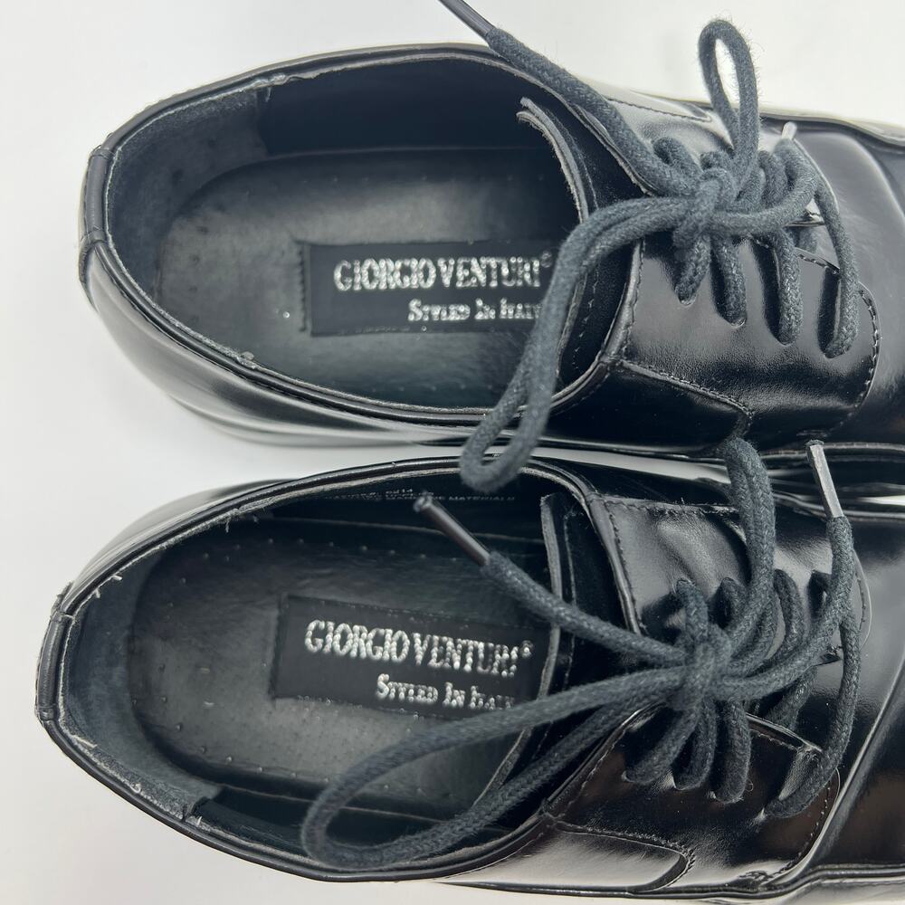 Derby Mens 7.5 Dress Shoes Giorgio Venturi Black Leather Upper - Picture 6 of 8